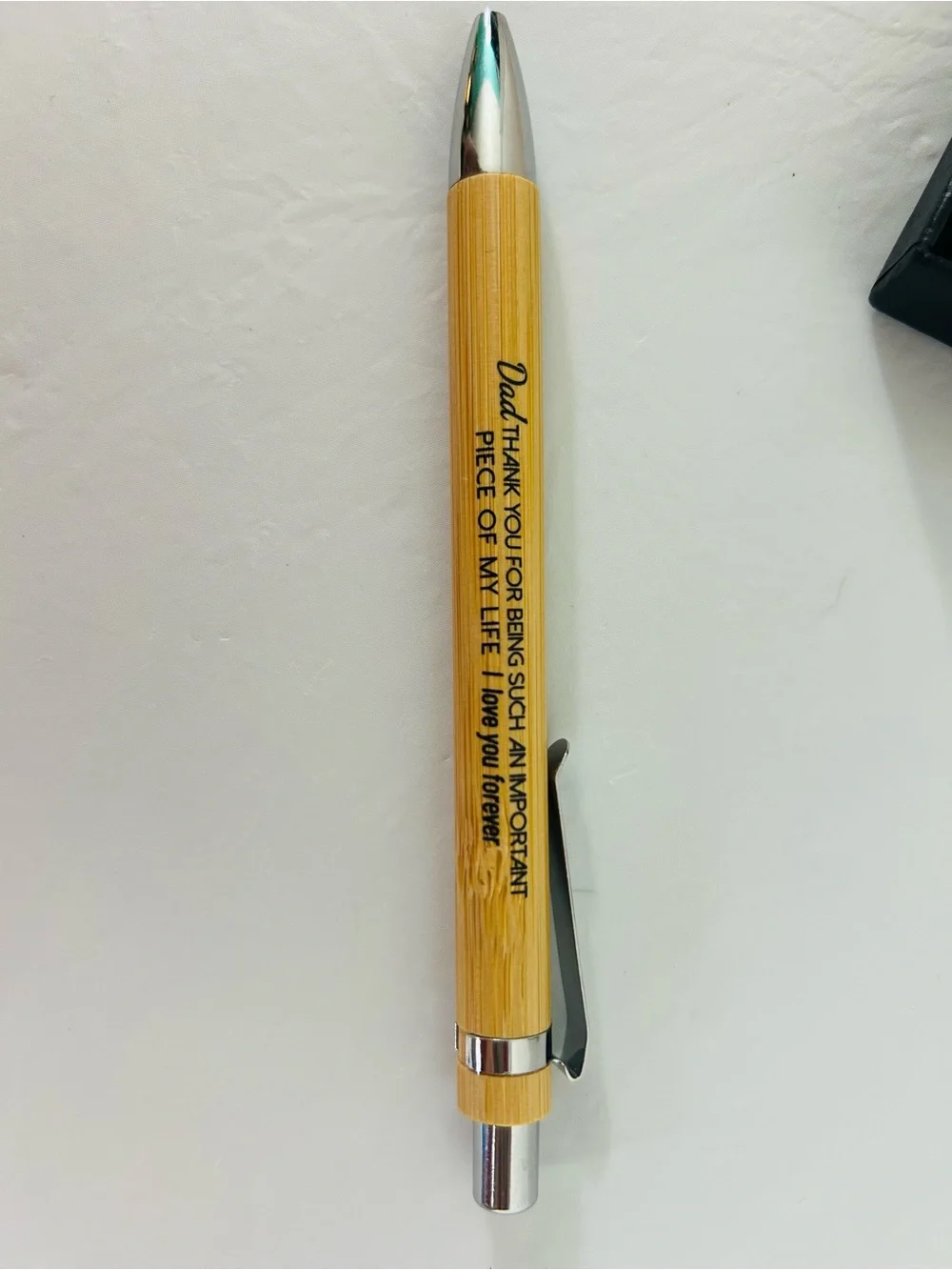 Printed Bamboo Pen & Metal Bookmark Gift Set for Dad- Natural Wood & Silver
